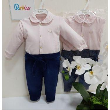 Imagem de Macacão Longo Luxo Paraiso Moda Bebe Menina Enxoval Ref 9715 - Paraíso