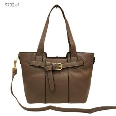 Imagem de Bolsa Feminina de Ombro e Transversal Casual com Divisões 9702 Cor:Caq