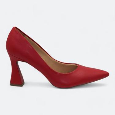 Imagem de Scarpin Mariotta Salto Alto Flare Feminino 1947201, Vermelho, 35