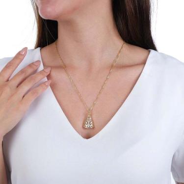 Imagem de Colar Pingente Nossa Senhora Aparecida Banhada a Ouro 18K - Giuli Joia