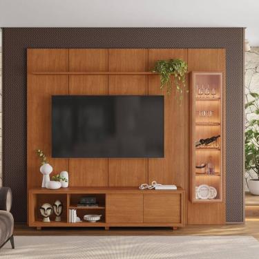 Imagem de Rack e Painel para Tv até 75 Polegadas 232cm X 250cm com Cristaleira Led 100% Mdf Delux...