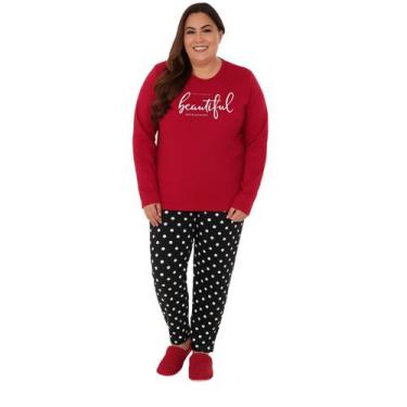 Imagem de Pijama Plus Size Meia Malha de Inverno Victory, 48, Pink