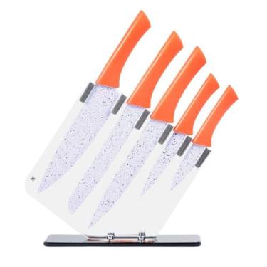 Imagem de Conjunto de Facas com Suporte Chef Coral Inox/Acrílico 6 Peças - Mai H