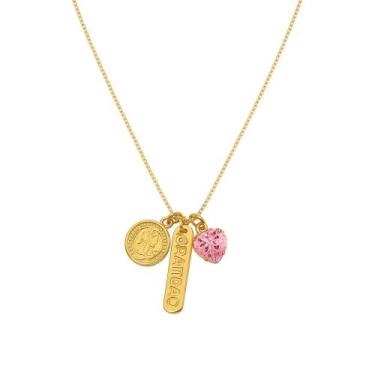 Imagem de Colar Gratidão com Coração - Banhado em Ouro 18k - Tri Gata