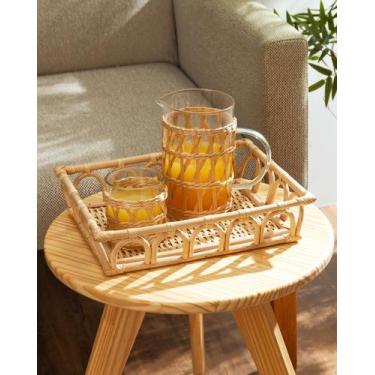 Imagem de Conjunto de 4 Copos Baixos de Vidro com Sisal 320ml - Wolff