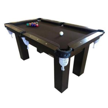 Imagem de MESA DE SINUCA BILHAR SNOOKER - Rm3 BASE DE PEDRA - MARROM CHOCOLATE -