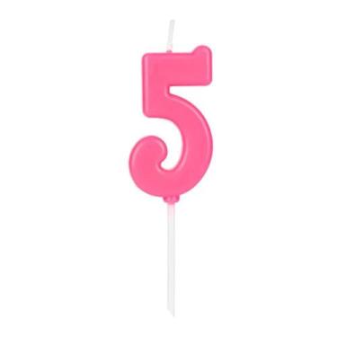 Imagem de Vela de Aniversário Número 5 Rosa 4,5 cm Silver Plastic