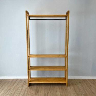 Imagem de Arara de Roupas Madeira Pinus Linea Ample Nozes - ArtFactory Design