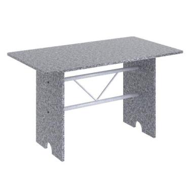 Imagem de Mesa para Cozinha 120x75cm Tampo Granito Cinza/Martelado Pérola/Ocre -