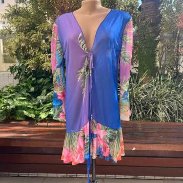 Imagem de Saida de Praia Casual em Tule com Babado Estampa Floral - Sem Marca