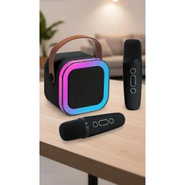 Imagem de Caixa de Som Portátil RGB Karaokê com 2 Microfones - Congratulations S