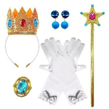 Imagem de Conjunto de fantasias Yosbabe Princess Peach para meninas com acessóri