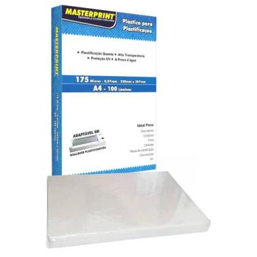 Imagem de Pouch Film Plástico para Plastificação A4 220x307mm 175 micras 0,07mm 