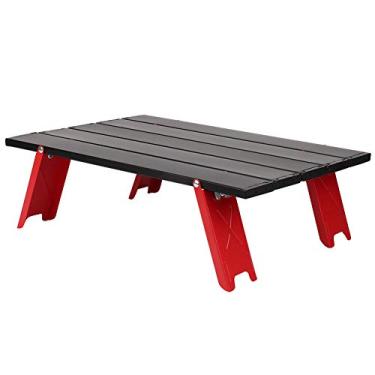 Imagem de AMONIDA Mesa dobrável para acampamento, mini mesa de piquenique de liga de alumínio, leve, compacta, para piquenique, acampamento, praia, barco, cozinha, 41 x 29 x 13 cm