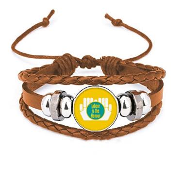 Imagem de un brand Bracelete Labor Work Praise Art Deco Fashion Pulseira de Couro Joia Ornamento