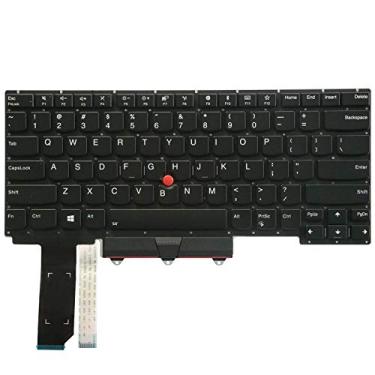 Imagem de AUTENS Teclado EUA de substituição para Lenovo ThinkPad E14 ano 2019 retroiluminação sem moldura …