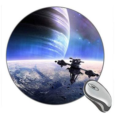 Imagem de Mouse pad redondo Planet Shine meteorites Satellite redondo, mouse pads para jogos personalizados