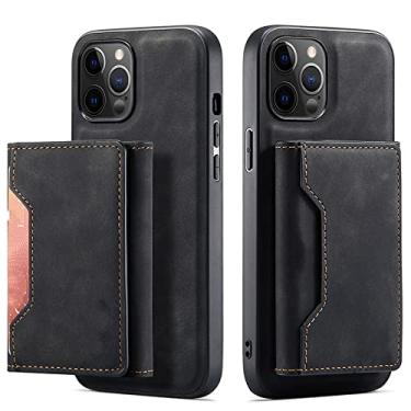 Imagem de Capa de telefone de couro magnético removível para iPhone 13 Pro Max 12 11 Pro SE 2020 7 8 Plus X XR XS Max Bolsas de cartão de carteira preta, para iPhone 7Plus 8Plus
