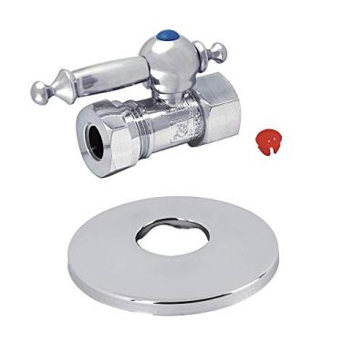 Imagem de Kingston Brass CC44151TLK FIP X 1,27 cm ou 1,27 cm (1/2 polegada) ou 1,27 cm (7/16") válvula de parada reta reta com flange, cromo polido