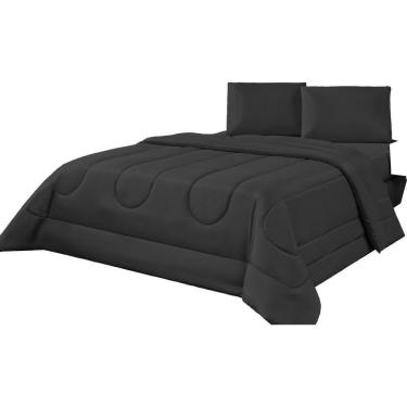 Imagem de Edredom Casal Queen 3Pçs Cobertor Frio Quente Inverno Preto