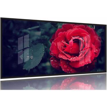 Imagem de Quadros Decorativos Rosa Amarelo Botanico Sala130x60 Moldura Preta 2x2