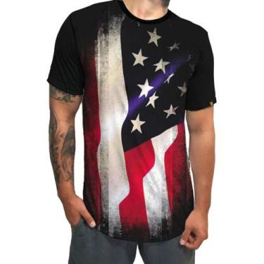 Imagem de Camiseta Long Line Estampa Estados Unidos Tamanho P - D.Multimarcas