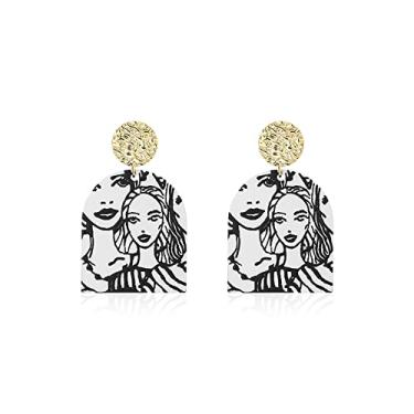 Imagem de Brincos de resina acrílica para mulheres e meninas brincos pendentes Brincos modernos, Zinco, Sem pedras preciosas