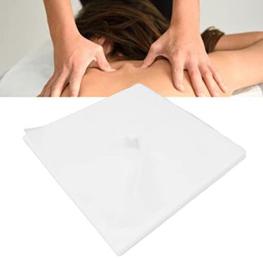 Imagem de Capa descartável para descanso de rosto com 100 peças, design de furo de mesa de massagem, boa absorção de água, respirável, capa de encosto de cabeça descartável para salões de beleza (branco)