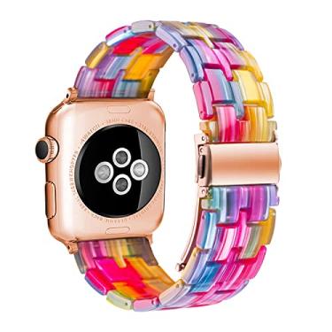 Imagem de Pulseira Compatível com Apple Watch Band 42mm 44mm 45mm pulseira de fita de resina fina com substituição de fivela de aço inoxidável para iWatch Series SE 8 7 6 5 4 3 2 1 para mulheres homens
