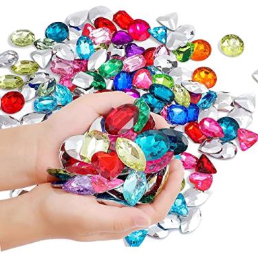 Imagem de Riqueza Pirate Treasure Jewels Jumbo Bling Diamonds Tesouro multicolorido para festa pirata pacote com 80 peças