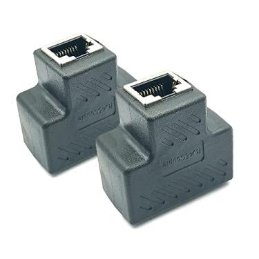 Imagem de DEVMO 2 pçs RJ45 Divisor Conectores Adaptador 1 a 2 Ethernet Divisor Acoplador Tomada Dupla Interface HUB Contato Plugue Modular Rede LAN Internet Cat5 Cat6 Cabo