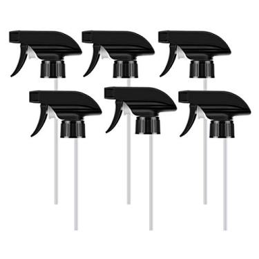 Imagem de 6 peças de plástico resistente preto 28/410 pulverizador de substituição padrão de pulverização de névoa bocais de gatilho cabeça de fluxo para garrafas de vidro ou plástico de 226 g/473 ml, Preto/branco, Free