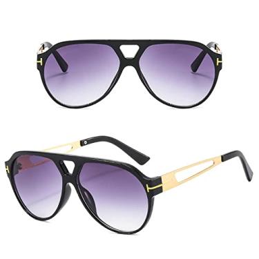 Imagem de Óculos de sol masculinos clássicos de metal T de design gradiente grandes óculos de sol vintage masculino motorista, preto cinza, tamanho único