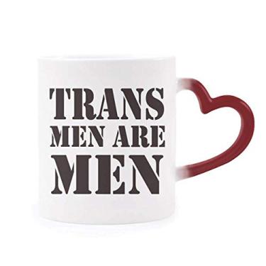Imagem de Caneca Trans Man Support LGBT Transgênero sensível ao calor copo vermelho de grés que muda de cor