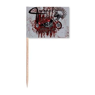 Imagem de Graffiti Street Culture Bloody Skeleton Motor bandeiras de palito de dente marcador para decoração de festa