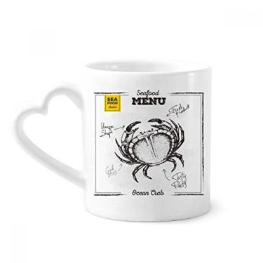 Imagem de Caneca com desenho de caranguejo padrão de organismo marinho caneca café cerâmica copo de coração de vidro