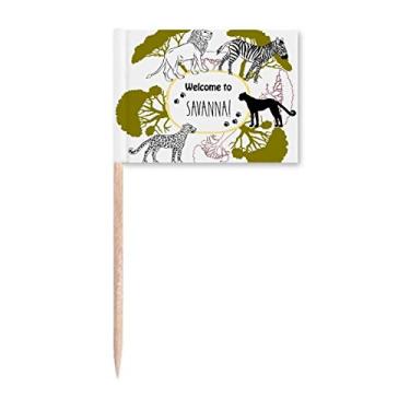 Imagem de Marcador de palito de dente African Welcom To Savanna Pinto Leopard Life Decoração de festa
