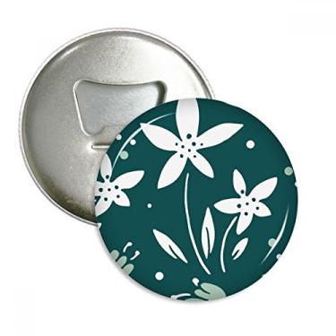 Imagem de Abridor de garrafas de tinta verde e branca com flores e ímã de geladeira emblema multifuncional