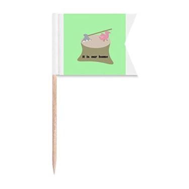 Imagem de Árvore de cuidado sem registro Art Deco presente moderno bandeiras de palito de dente marcando para festa bolo comida prato de queijo