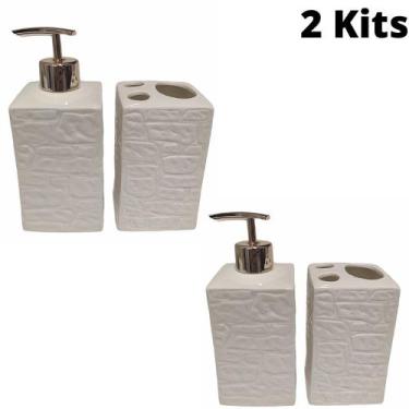 Imagem de Kit Para Banheiro Com 4 Peças Kit Banheiro Porcelana Lavabo - Dratini