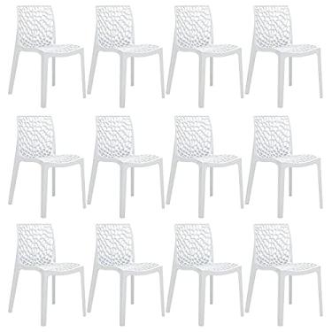 Imagem de Loft7, Kit 12x Cadeiras Gruvyer, Polipropileno, Jantar, Cozinha, Sala de Estar e Lazer - Branco