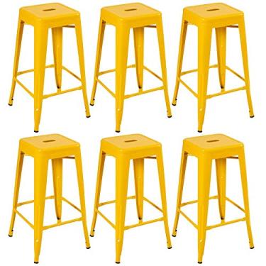 Imagem de Loft7, Kit 6 x banquetas altas Iron Tolix Kit Industrial Kit Vintage Kit Amarelo