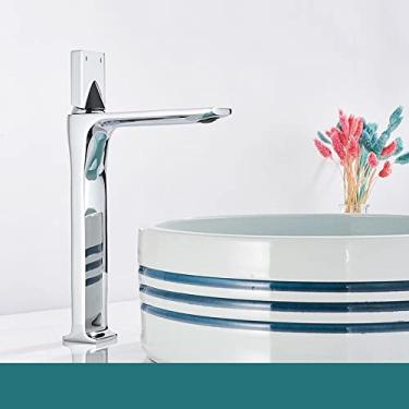 Imagem de Torneira de banheiro cromada preta, curta ou alta, misturadora de água quente e fria, torneira de guindaste, montagem no convés, torneiras, lavagem com água macia, altura cromada