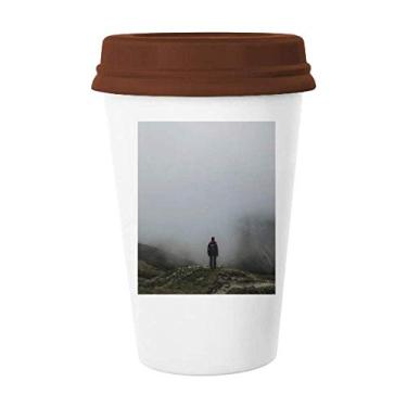 Imagem de Caneca de viagem de cerâmica Fog Clouds Mountain Nature Coffee Drinking Glass