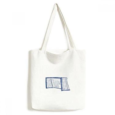 Imagem de Bolsa de lona com padrão de rede de futebol azul bolsa de compras casual bolsa de compras