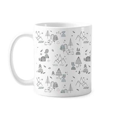 Imagem de Caneca de cerâmica de porcelana de café com desenho de pássaro e estrela de grama