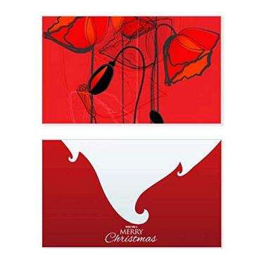 Imagem de Linha de arte abstrata de flores vermelhas pintura milho feriado feliz Natal cartão de parabéns mensagem de Natal letra