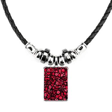 Imagem de DIYthinker Colar de coração rosa preto lábios Dia dos Namorados Joia Torque Pingente de corda de couro