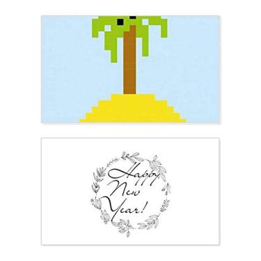 Imagem de Summer Sail Coconut Tree Pixel Festival Ano Novo Cartão de felicitações Bless Message Present