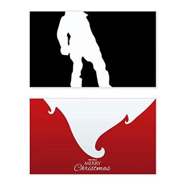 Imagem de Skateboarding Sport Black Outline Pattern Holiday Merry Christmas Congrats Card Christmas Letter Message